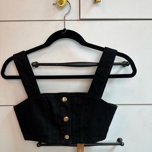 Reformation black jean crop top